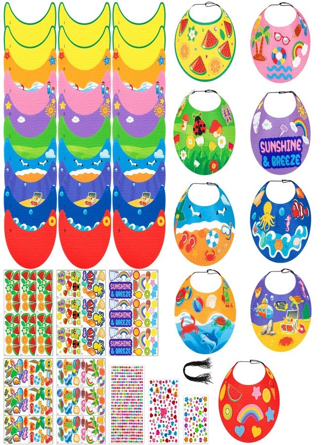 80UncleKimby 30Sets Summer Felt Visor Hats Crafts Kits for Kids Bulk, DIY Beach Sun Visor Hat Activities with Stickers for Hawaiian/Luau/Under-The-Sea Party Supplies - Image 1